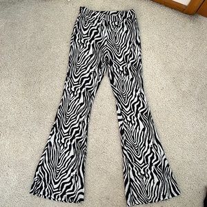 Zebra print flare leg pants, size small